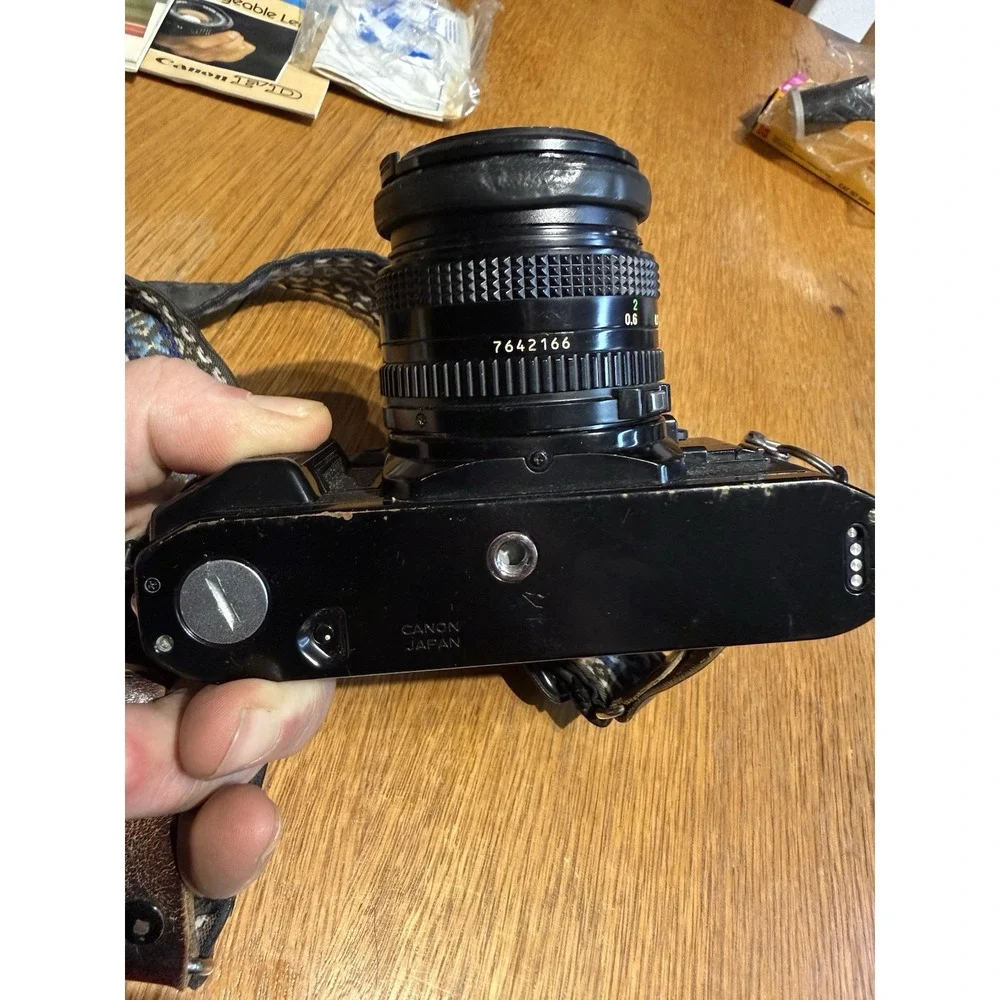 Canon A-1 35mm Film Camera‎ Kit Tested Working FD 70-210mm Lens Flash As-Is